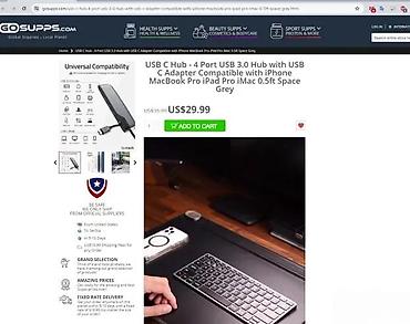 Doking stanice: Syntech USB-C na USB 3.0 hub (4-portni) - Ulaz: USB-C (muški konektor — 7