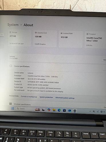 Lenovo: ✅Intel® Core™ Ultra 7 255U ✅(Süni İntellekt): Intel® AI Boost ✅​1 TB — 10