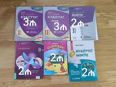 Testlər: Müxtəlif fənlər üzrə məktəb və hazırlıq kitabları toplusu. Şəkillərdə — 8