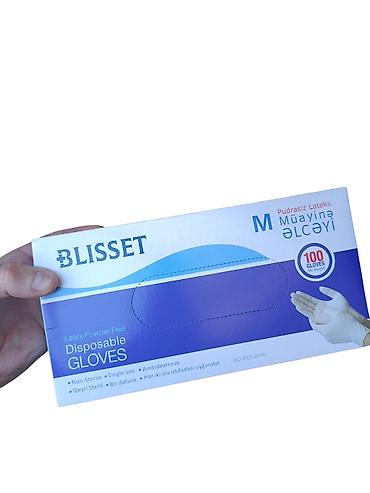 s 925: Blisset marka ağ pudrasız lateks əlcək (Alternativ markalar var) — 1