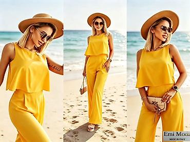 terranova helanke: Elegantni ženski komplet – bluzica bez rukava + široke pantalone — 2