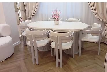 kreslo gence: Qonaq otağı üçün, Yeni, Açılmayan, Oval masa, 6 stul — 1