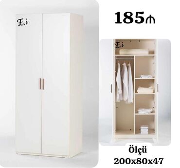 вешалка для одежды из дерева: Yeni, 2 qapılı Düz dolab, Şifonyer