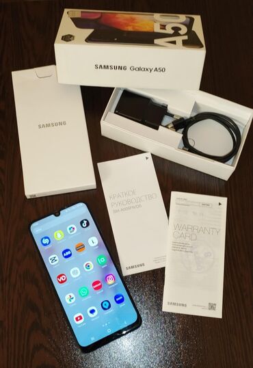 Samsung: Samsung Galaxy A50, 64 GB, rəng - Göy, Sensor, Barmaq izi, Simsiz şarj