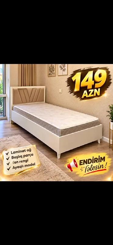 Tək nəfərlik çarpayı - Material: laminat ağ - Başlıq hissəsi daxil - lalafo.az -da Tək nəfərlik çarpayı - Material: laminat ağ - Başlıq hissəsi daxil -