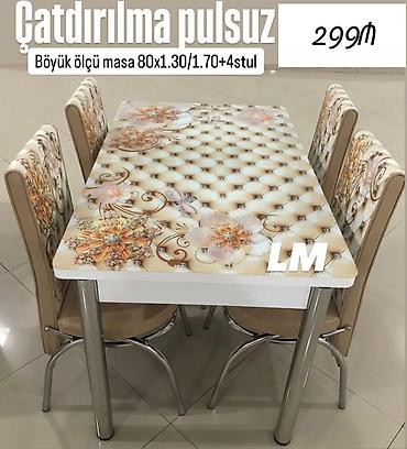 kidilo yemek masası: Mətbəx/qonaq otağı üçün masa və 4 stul dəsti. - Masa: böyük ölçü, 80 — 1