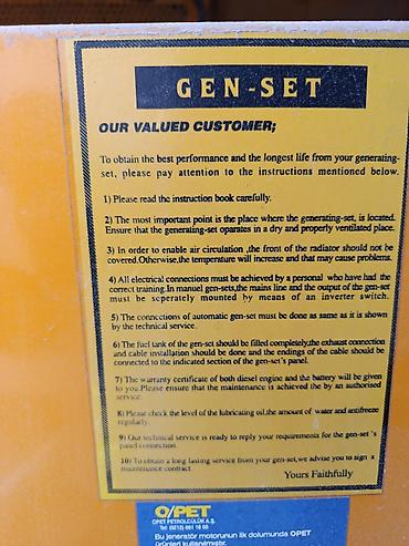 dizel saat: Generator – 30 kVA, 3 faza Texniki xüsusiyyətlər: - Güc: 30 kVA - — 10