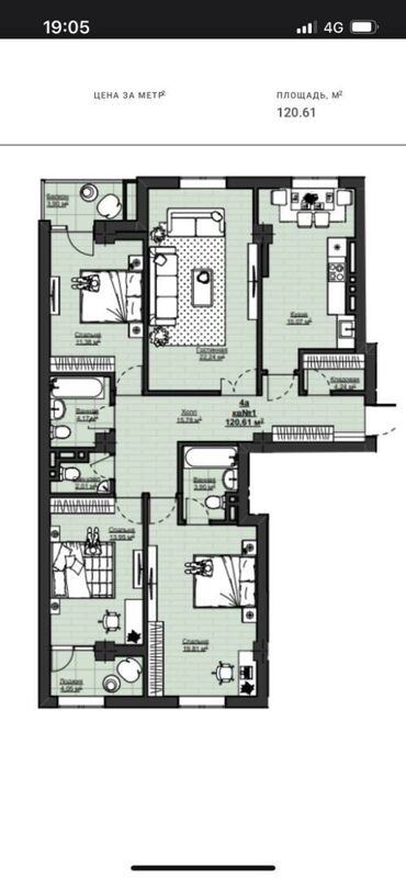 цены на недвижимость в бишкеке 2023: 4 комнаты, 120 м², Элитка, 10 этаж, ПСО (под самоотделку)