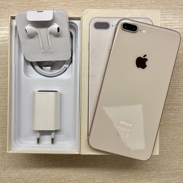 Apple iPhone: IPhone 8 Plus, Колдонулган, 64 ГБ, Алтын, Заряддоочу түзүлүш, Каптама, Кабель, 100 %