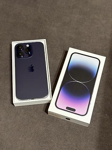 Мобильные телефоны и аксессуары: IPhone 14 Pro, Б/у, 256 ГБ, Deep Purple, Чехол, Коробка, 77 % — 1