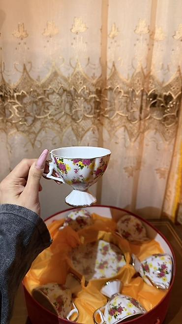 qizil güller: Çay dəsti, rəng - Ağ, Farfor, 6 nəfərlik — 3