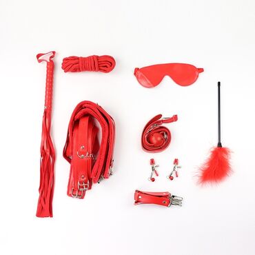 интим товары: Красный БДСМ набор 9 предметов, набор аксессуаров, BDSM, аксессуары