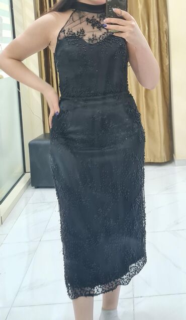 Ziyafət donları: Zərif gecə/libas - Rəng: Qara - Model: Uzun, axıcı ətəkli, üst — 14