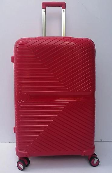 Putni koferi i torbe: Crveni tvrdi kofer na točkiće - Materijal: tvrda plastika (ABS/PC — 4