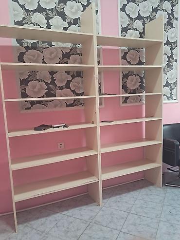 divar rəf: Mağaza üçün rəflər və şüşə vitrin dəsti - Material: ağ rəngli — 1