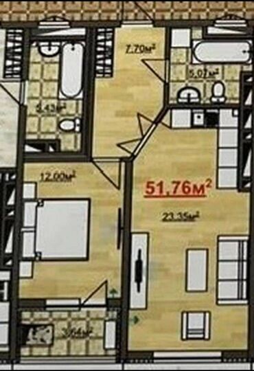купить квартиру в бишкеке вторичное жилье: 1 комната, 52 м², Элитка, 6 этаж, ПСО (под самоотделку)