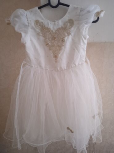 белая блуза: Детское платье, цвет - Белый, Б/у