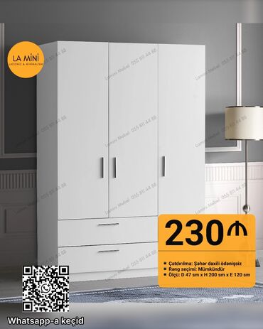 Divanlar: Açılan, 3 qapılı Düz dolab, Şifonyer