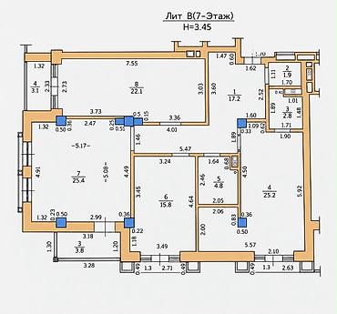 Продажа квартир: 3 комнаты, 123 м², Ала-Арча ТРЦ Элитка, 7 этаж, ПСО (под самоотделку) — 2