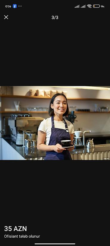 Əməkdaş axtarışı (vakansiyalar): Ofisiant tələb olunur, Kafe, Gündəlik ödəniş, İstənilən yaş, 1 ildən az təcrübə — 2