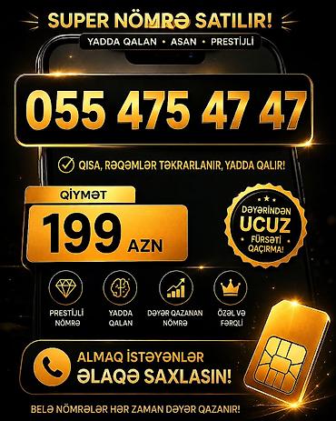 Super nömrə satılır – yadda qalan, asan və prestijli! Nömrə: 055 475