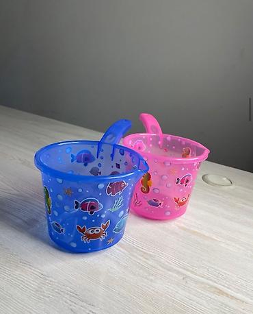 Детские пластиковые ведерки для песка и воды - Яркие полупрозрачные