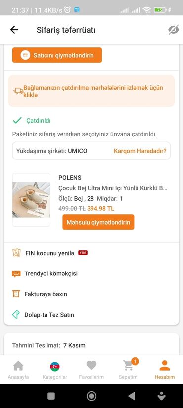 Uşaq ayaqqabıları: Usagin ayagina balaca oldugu ucun satilir.500 tl den endirimle 394