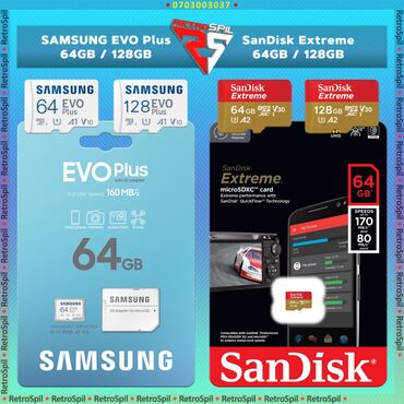 Boşqablar: Oeiginal MicroSD Kart! 🔹Samsung Evo Plus MicroSD / 64GB - 25₼ / 128GB