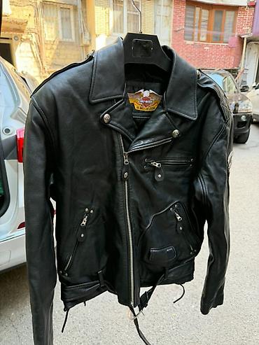 Moto geyim: Harley-Davidson dəri motosiklet gödəkcəsi - Rəng: qara - Material — 1