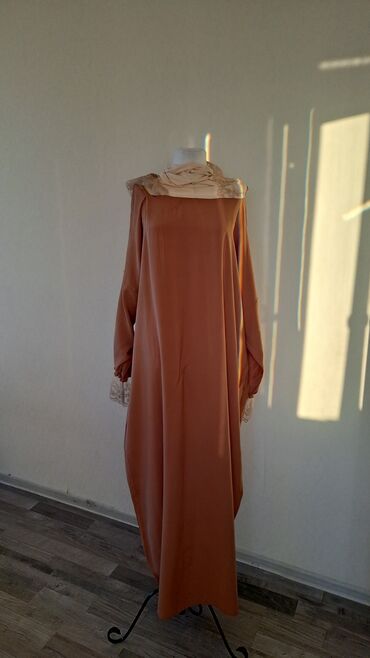 бархатное платье коричневого: Повседневное платье, Длинная модель, Хлопок