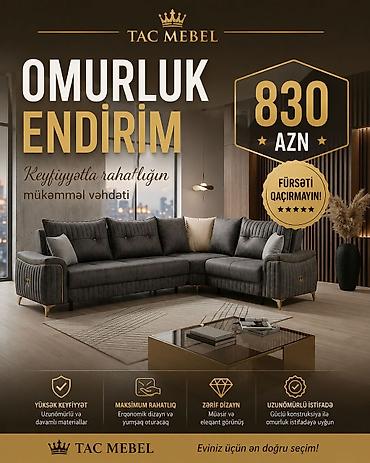 tac mebel: Tac Mebel guşə divanı – müasir və eleqant dizaynlı L-forma - Rəng — 1