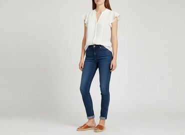 beżowa bluzki z krótkim rękawem: H&M, Women's blouse, size S