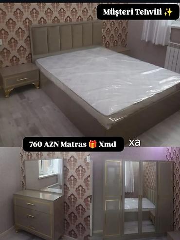 tek neferlik matras: Yataq otağı dəsti Tərkibi: - Çarpayı (yumşaq başlıq, müasir dizayn) - — 1