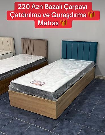 Bazalı tək nəfərlik çarpayı + matras - Qiymət: 220 AZN (şəkildə