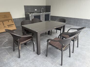 metbex stolu qiymeti: Balkon üçün, Açılmayan, Dördbucaq masa, 6 stul