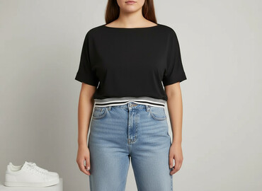 czarne bluzki krótki rękaw obcisła: Women's blouse, size XL