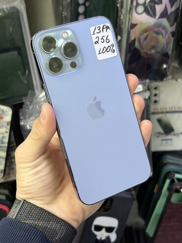 Apple iPhone: IPhone 13 Pro Max, Б/у, 256 ГБ, Sierra Blue, Зарядное устройство, Защитное стекло, Кабель, 100 %