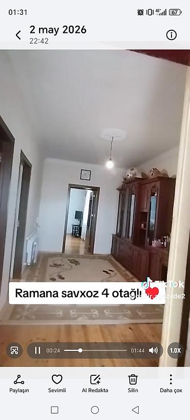 savxoz: Ramana sovxoz ərazisində 4 otaqlı mənzil/ev. Xüsusiyyətlər: - Geniş — 8