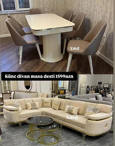 Masa və oturacaq dəstləri: Masa və 6 stul dəsti – Xmd • Komplekt: 1 yemək masası + 6 ədəd stul — 141
