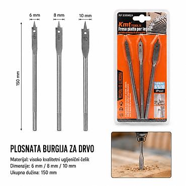 KMT Za drvo burgija trodelni set 9369824 Trodelni set plosnatih