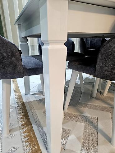 Mebel: Qonaq otağı üçün, İşlənmiş, Açılan, Dördbucaq masa, 8 stul — 3