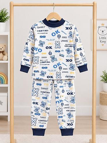 Домашние костюмы: Uşaq pijama dəsti – uzunqol köynək və şalvar - Model: 2 parça pijama — 1
