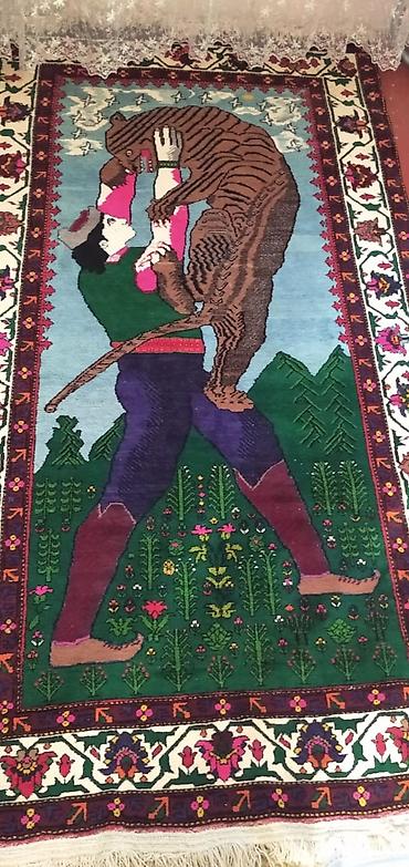 qədimi xalça alıram: Əl toxuması qədim dekorativ xalça: - Motiv: Mifrəli gəncin ayı ilə — 2
