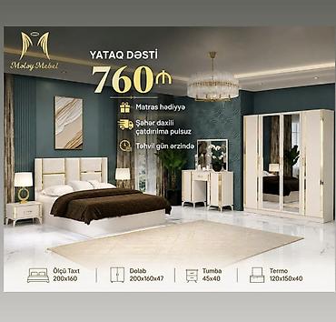 Ev üçün mebel: Yataq dəsti – 760 ₼ Komplektə daxildir: - Taxt: 200×160 sm - Dolab — 1