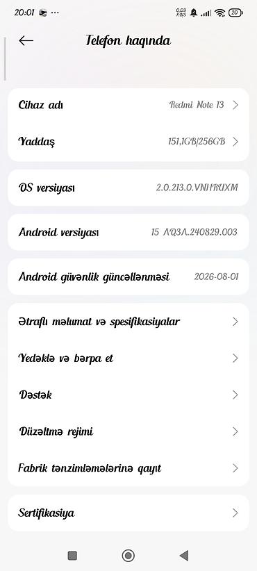 xiaomi pad 8 qiymeti: Redmi Note 13, 256 GB, rəng - Göy — 2