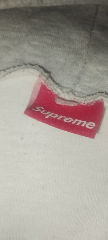 серая толстовка: Мужская толстовка, L, Supreme, Новый, цвет - Серый, Платная доставка, Самовывоз