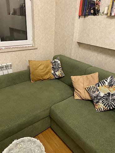 mingəcevir divan: Yaşıl rəngli L formalı künc divan - Müasir minimal dizayn, düz — 6