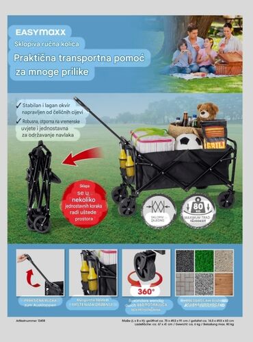 Baštenski alati i oprema: Praktična sklopiva baštenska kolica crne boje, idealna za prenošenje — 5