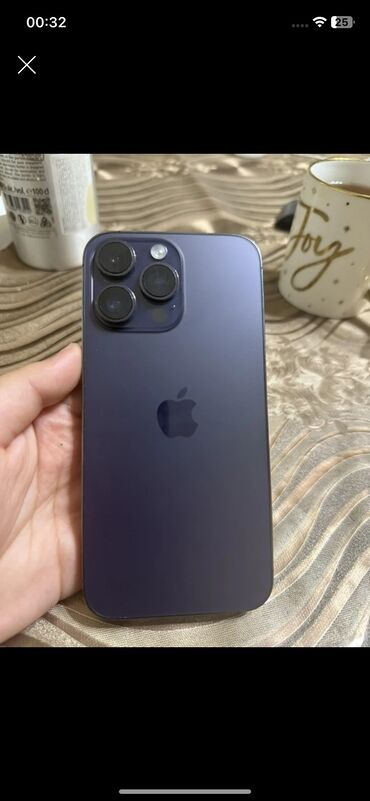 Apple iPhone: IPhone 14 Pro Max, 256 GB, Deep Purple, Barmaq izi, Face ID, Sənədlərlə