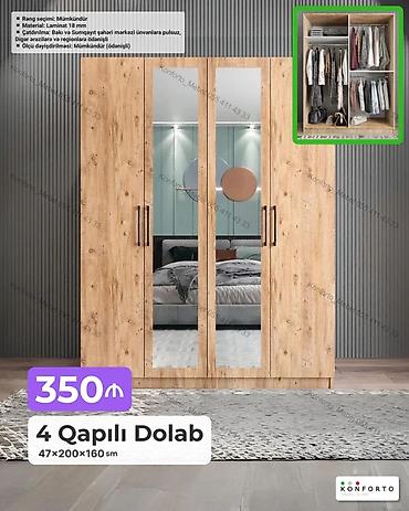 Ev və bağ: 4 qapılı geyim dolabı – 47×200×160 sm - Material: 18 mm laminat - Ön — 1